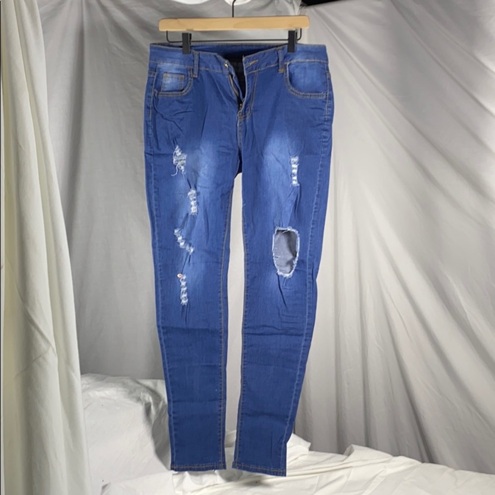 New Distressed hole Jeggings 2X